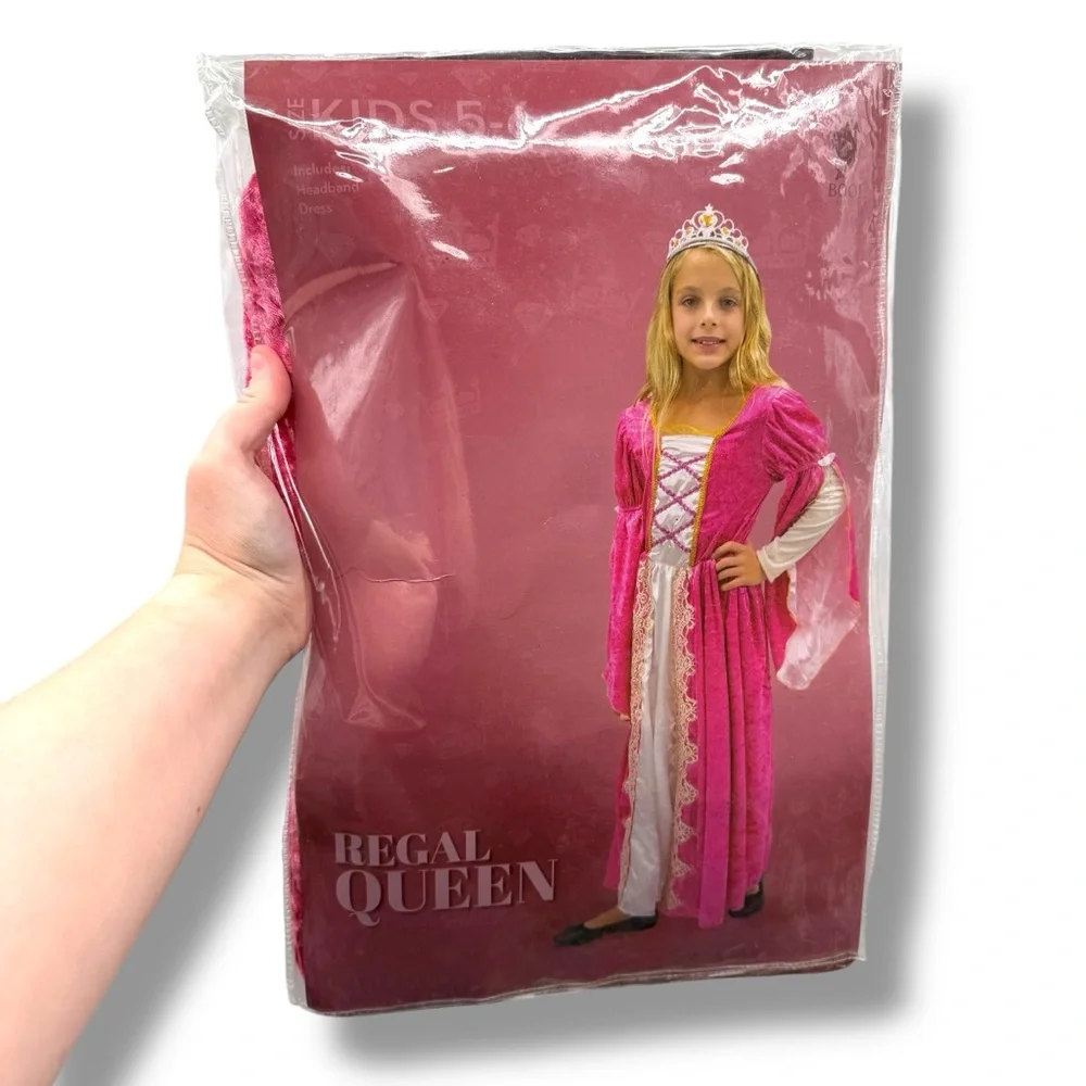 Boo! Inc. Regal Queen Princess Costume Kids Girls Size 5-6 Pink Dress‎ NWT